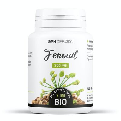 Fenouil Biologique - 300 mg - 100 gélules végétales