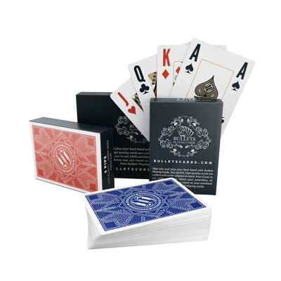 Cartes de poker "Paulie" En plastique, format poker, lot de 2, index jumbo, 4 caractères aux coins