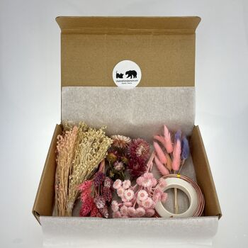 BOX DIY, Kit Couronnes et bracelets en fleurs séchées, Loisir créatif, EVJF, Rose beige 3