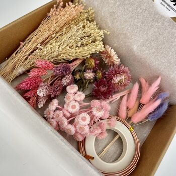 BOX DIY, Kit Couronnes et bracelets en fleurs séchées, Loisir créatif, EVJF, Rose beige 2
