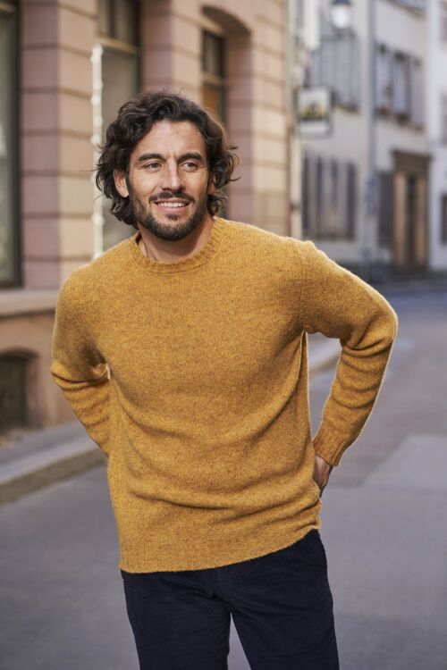 Pull Allan en laine jaune moutarde