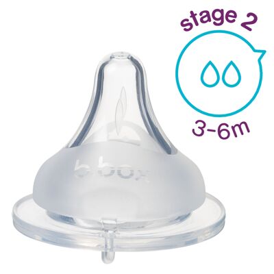 2 pack baby bottle anti-colic teat - stage 2 (3-6m)