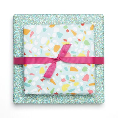 "Terrazzo" wrapping paper - turquoise - double-sided