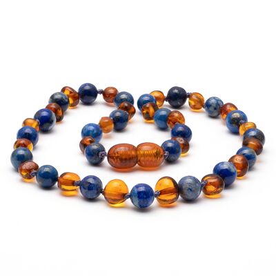 Baltic amber & lapis lazuli teething necklace 134