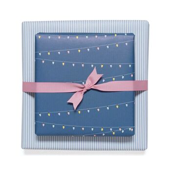 Papier cadeau "guirlandes lumineuses" - bleu - recto-verso 1