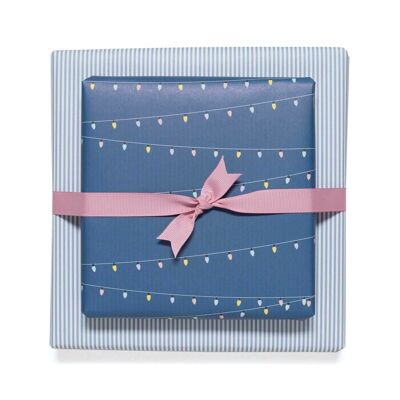 Geschenkpapier "Lichterkette" - Blau - doppelseitig