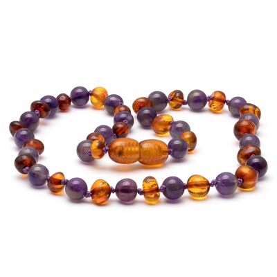 Baltic amber & amethyst teething necklace 131