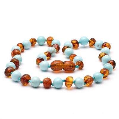 Baltic amber & turquoise teething necklace 135