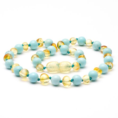 Baltic amber & turquoise teething necklace 136