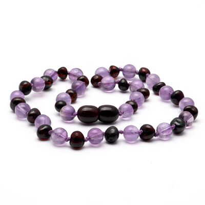 Baltic amber & amethyst teething necklace 138