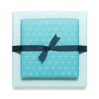 Papier cadeau "triangles" - turquoise - recto-verso 1