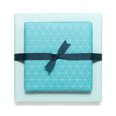 Papier cadeau "triangles" - turquoise - recto-verso