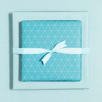 Papier cadeau "triangles" - turquoise - recto-verso 2