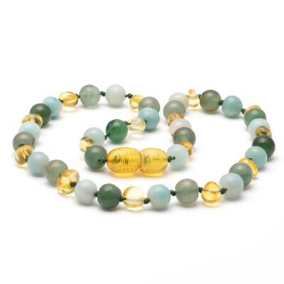 Baltic amber & gemstone teething necklace 18