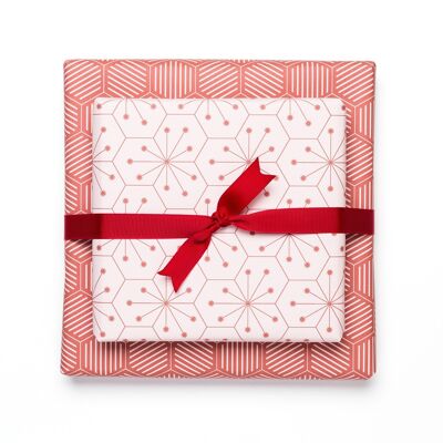 Wrapping paper "tiles" - old rose / rust red - double-sided