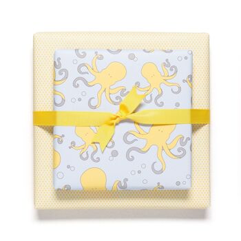 Papier cadeau "Octopus" - jaune - recto-verso 1