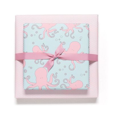 Papier cadeau "Octopus" - rose - recto-verso