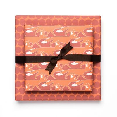 "Fox" wrapping paper - rust red - double-sided