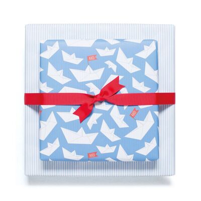 Wrapping paper "folding boats" - blue - double-sided