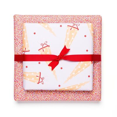 "Schultüte" wrapping paper - red - double-sided