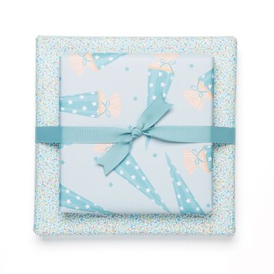 "Schultüte" wrapping paper - turquoise - double-sided