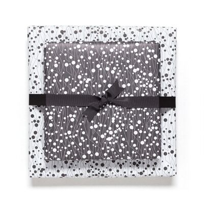 Papier cadeau "épines" - noir et blanc - recto-verso