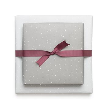Papier cadeau double face moderne gris à pois blancs en papier recyclé, emballage cadeau élégant et simple pour hommes et femmes, papier cadeau minimaliste pour mariage, Saint Valentin 2