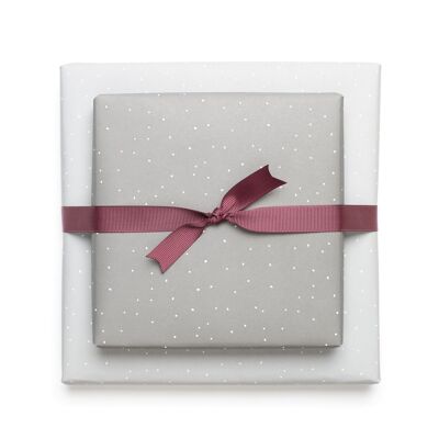 Papier cadeau de Noël "Tempête de neige" - gris clair à pois blancs - double face en papier 100% recyclé