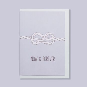 Carte de mariage avec noeud "Now & Forever" en lilas pâle, carte d'amour et d'amitié en papier 100% recyclé 3