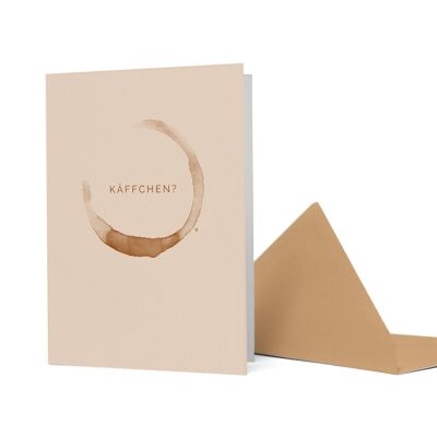 Greeting card coffee stain "Käffchen" light brown