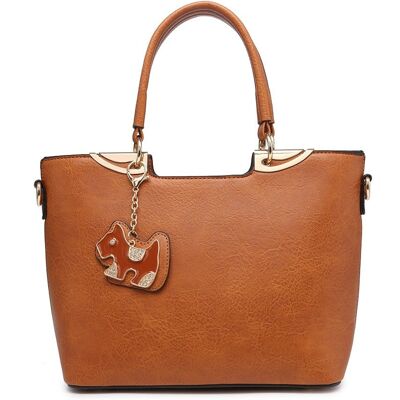 Lovely Womens tote Dog Charm Shoulder bag with long adjustable strap- A36236-1