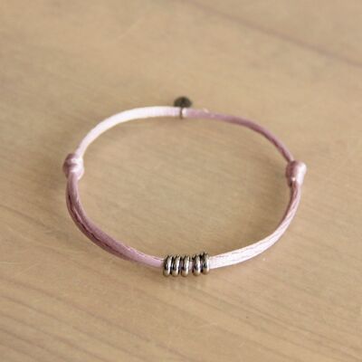 Bracelet satin avec anneaux – lilas/argent