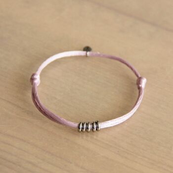 Bracelet satin avec anneaux – lilas/argent