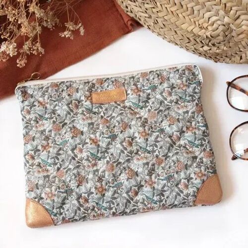 Housse Ipad en Tissu Liberty ® Et Coins Cuir Bérénice