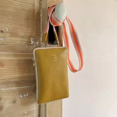 Leather phone bag, removable handle