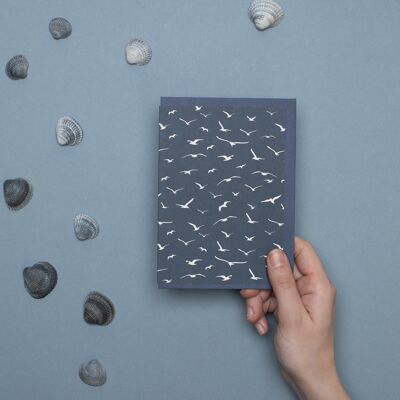 Modern greeting card made from recycled paper | Dark Blue Seagull Pattern | Printed climate-neutrally in Germany | Perfect for men | Uncoated feel | North Sea Inspired | Matching envelope included