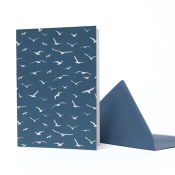 Carte de vœux moderne en papier recyclé | Motif mouette bleu foncé | Imprimé climatiquement neutre en Allemagne | Parfait pour les hommes | Sensation non couchée | Inspiré de la mer du Nord | Enveloppe assortie incluse 2