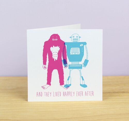 Robot & Yeti Greetings Card