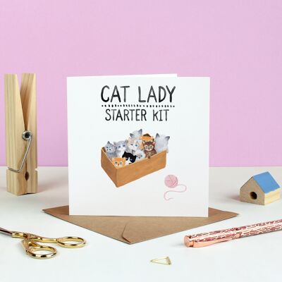 Tarjeta de felicitación del kit de inicio Cat Lady