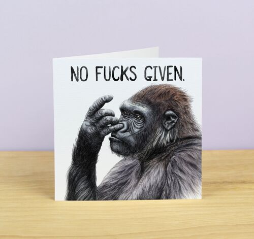 No Fucks Given Gorilla Greetings Card