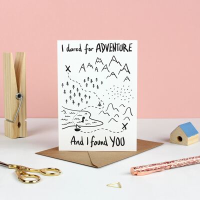 Für Abenteuer Valentines Card gewagt