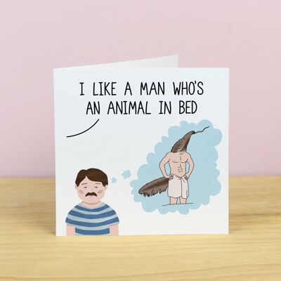 Like An Animal In Bed Valentine's Card