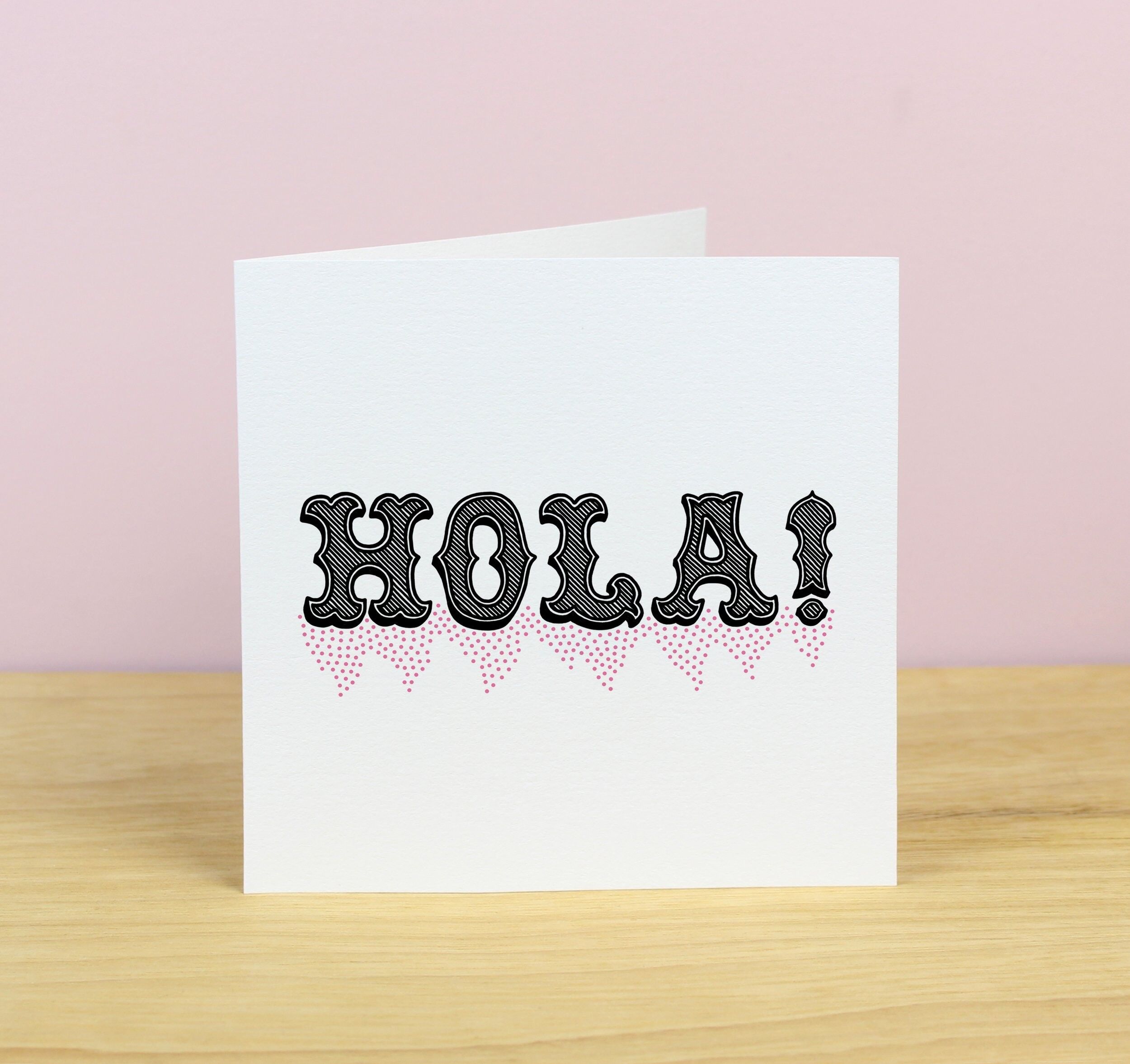 hola saludos tarjeta