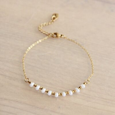 Bracelet fin en acier inoxydable avec mini perles et billes