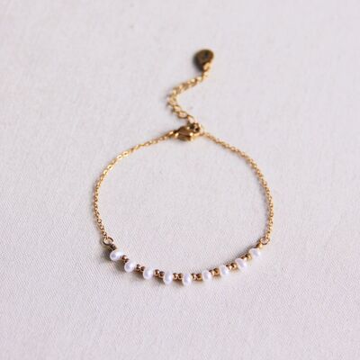 Bracelet fin en acier inoxydable avec mini perles et billes