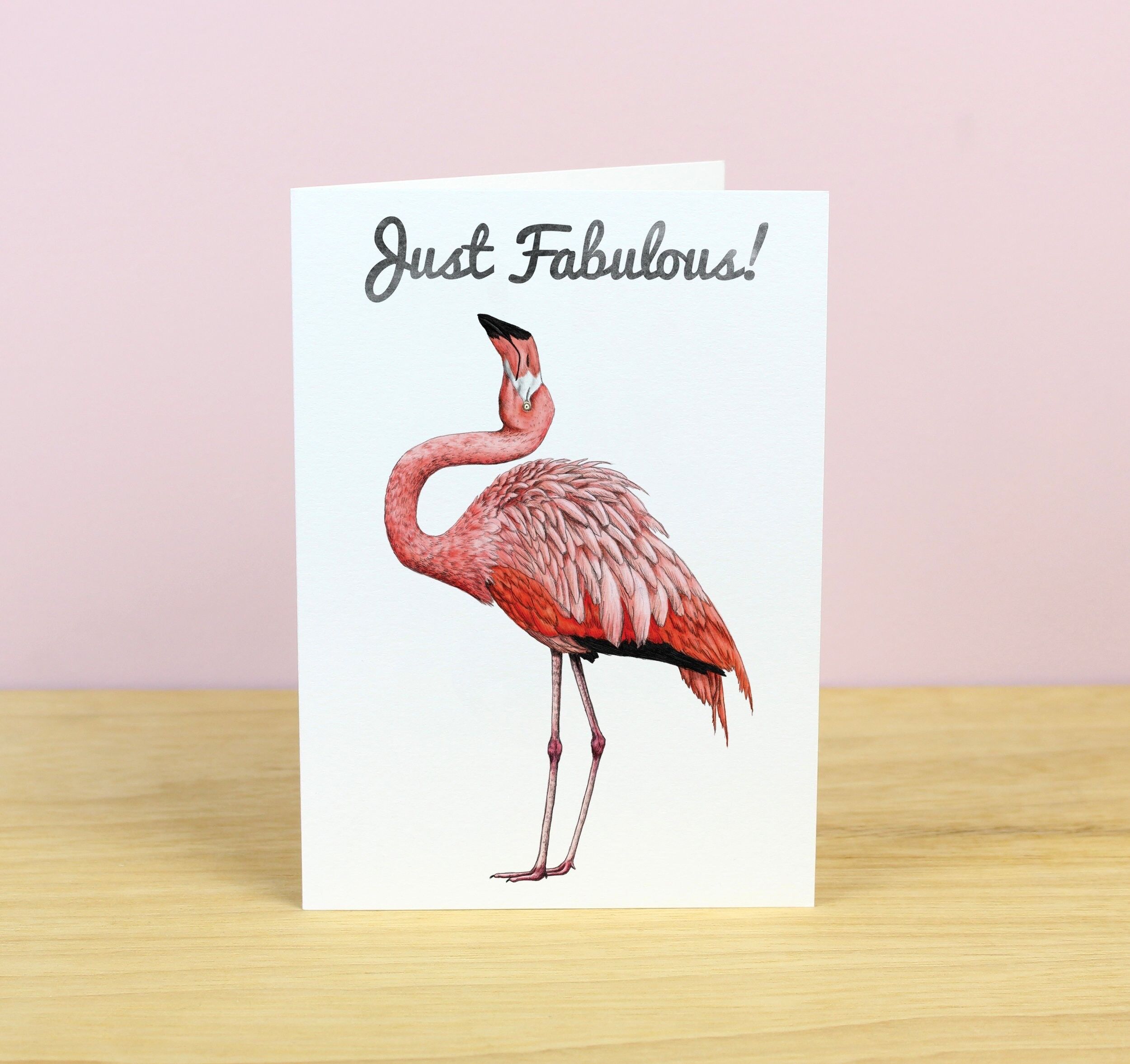 Favoloso biglietto d'auguri fenicottero