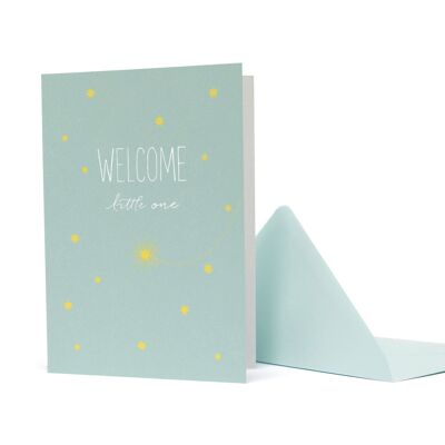 Carte de voeux étoile filante "Welcome Little One" Menthe