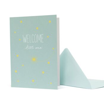 Carte de voeux étoile filante "Welcome Little One" Menthe 1