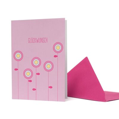 Greeting card flowers "Congratulations" Pink