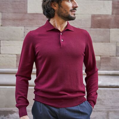 Jonas burgundy wool sweater with polo collar